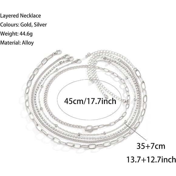 Layered Gold Necklace for Women Non Tarnish Chunky Paperclip Heart Pendant Set - Picture 6 of 8